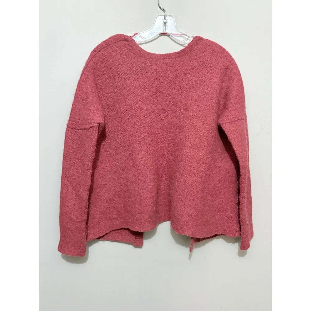 Free People Nightingale Cardigan Dusty Rose Fuzzy Alpaca Open Front Sweater Sz S